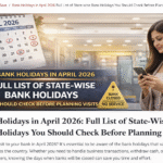 Bank Holidays in April 2026: Complete State-Wise Guide You Must Check